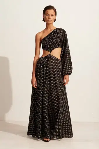 Matteau Asymmetric Wave Dress Polka Dot Size 8