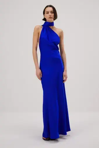 MISHA Alastair Satin Gown in Electric Blue Size M /Au 10