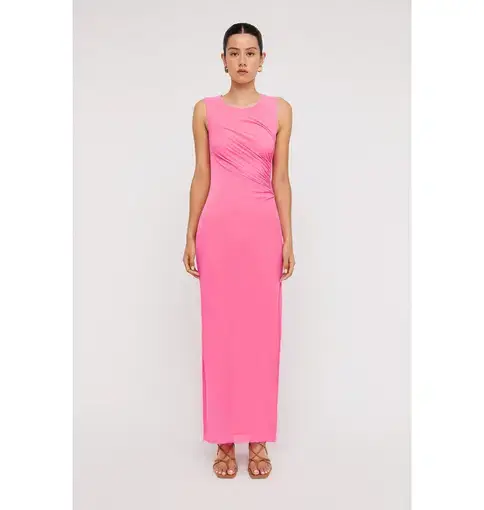 Scanlan Theodore Italian Mesh Gathered Dress Pink Size AU 10