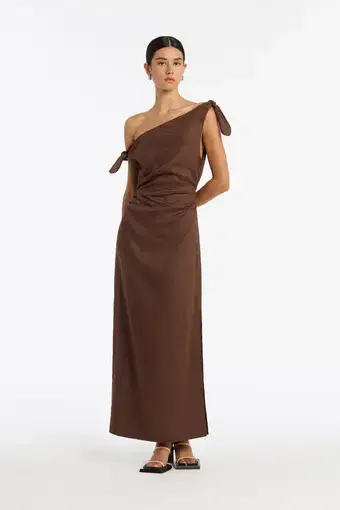 Sir the Label Bettina Off Shoulder Dress in Chocolate Size 8