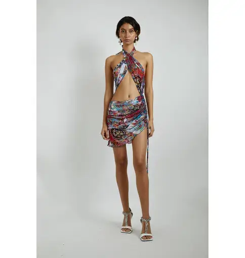 Kim Shui Mesh Paisley Wrap Dress in Multi Size Small / AU 8
