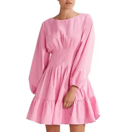 Country Road Cotton Poplin Mini Dress in Pink Size AU 8