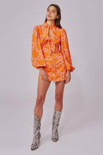 C/MEO Collective Mornings Mini Dress Tangerine Chain Size S / AU 8