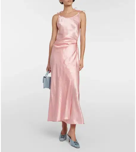 Acne Studios Wrap Satin Midi Dress in Pink Size AU 10