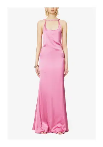 Jacquemus Mentalo Open-Back Satin Maxi Dress Pink Size 12