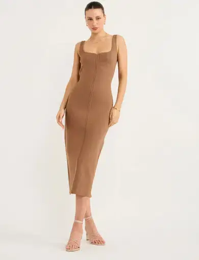 Clea Parsons Crepe Knit Dress In Hazel Size XS/ AU 6