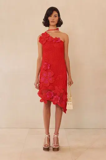Cult Gaia Kourtney Crochet Midi Dress Amanita Red Size S / AU 8