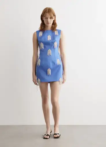 KOURH Onrique Crystal Mini Dress Electric Blue Size 8