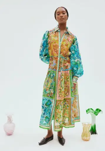 Alemais Dreamer Shirt Midi Dress Floral Size 10