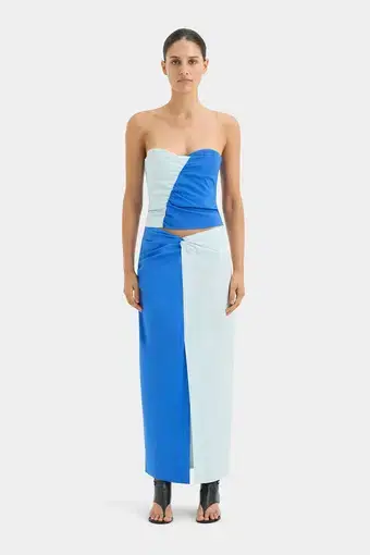 Sir the Label Azul Bodice The Azul Twist Midi Skirt in Blue Size 0/AU 6 