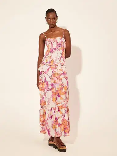 KIVARI Nadia Strappy Maxi Dress Watercolours Floral Size 16