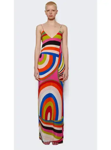 Emilio Pucci Iride-print Silk Maxi Dress in Multi Size AU 8