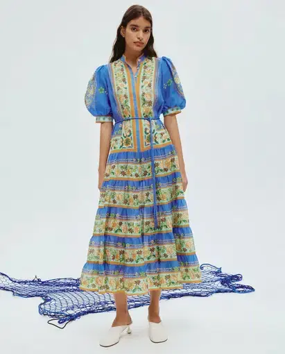 Alemais Linda Tiered Midi Dress Print Size 10