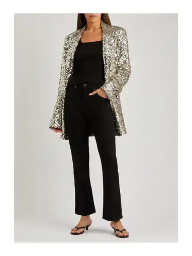 Max Mara Sportsmax Silver Sequin Jacket Silver Size 16