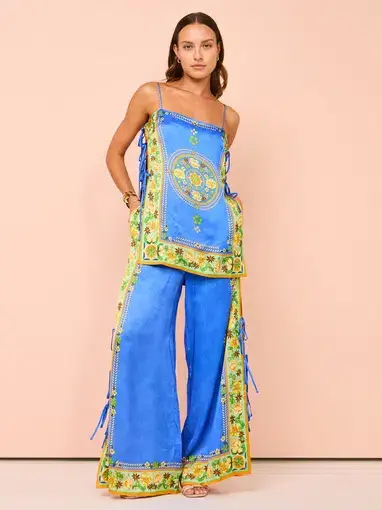 Alemais Linda Top and Pants Set Blue Print Size 8