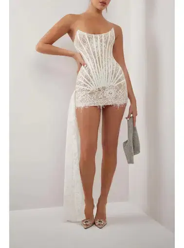 Heiress Beverly Hills Lace Corset Draped Mini Dress White Size XS / AU 6