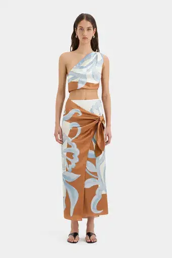 Sir The Label Sorrento Wrap Skirt And Scarf Top Set Sciapra Print  Size 10