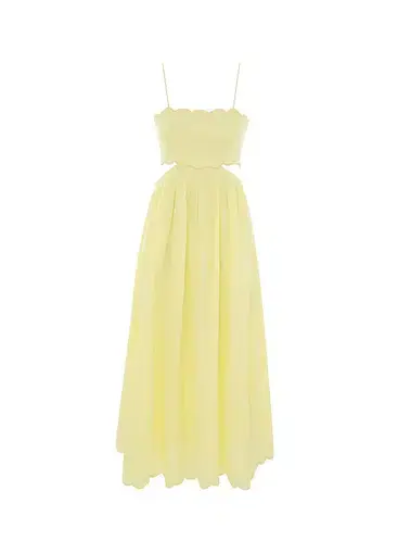 Zimmermann Halliday Scallop Midi Dress Yellow Size 1/ AU 10