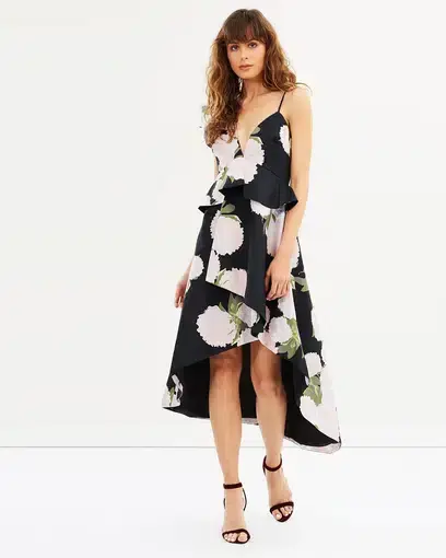 Talulah New Woman Asymmetrical Midi Dress Floral Size 12