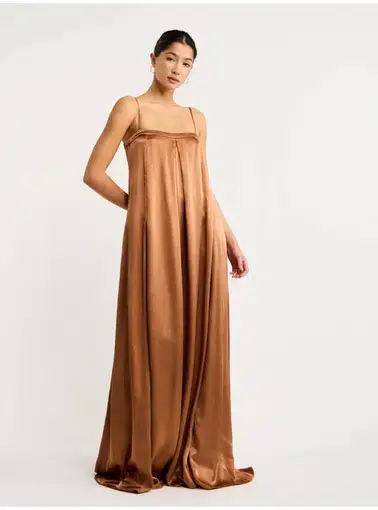 Shona Joy La Lune Column Maxi Dress in Almond Size AU 6