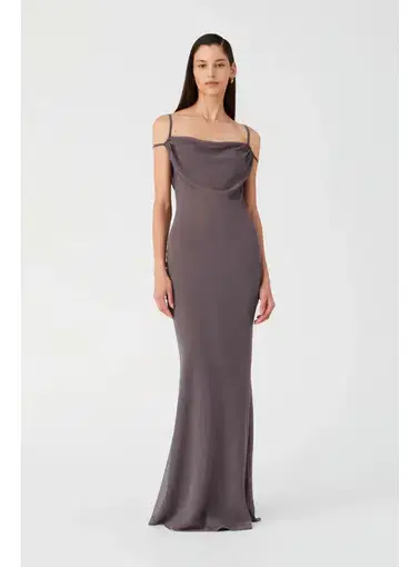 Misha Collection Olivette Georgette Maxi Dress in Gull Grey Size AU 8