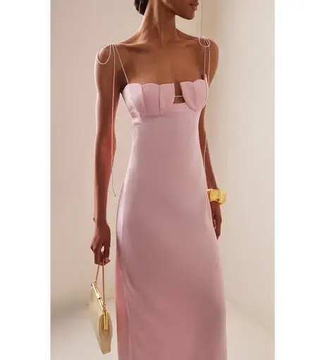 Anna October Tulip Satin Maxi Dress Pink Size XS/ Au 6