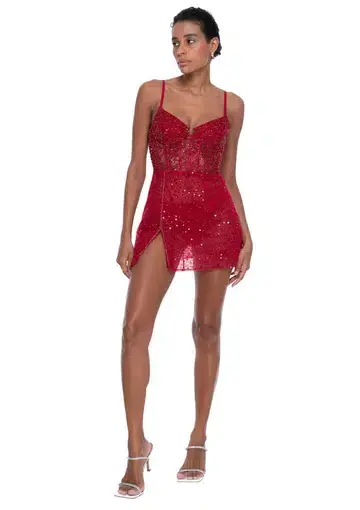 Dyspnea The Charleston Mini Dress Red Size XXL / AU 16