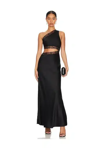 Misha Jillian Satin Dress Black Size XS/ AU 6