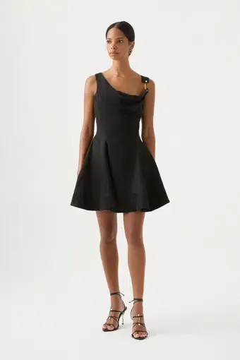 Aje Liberty Asymmetric Mini Dress Black Size 8 