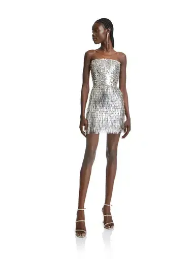 Kyha Studios Chosen Young Hearts Sequin Mini Dress Silver Size 3 / AU 8