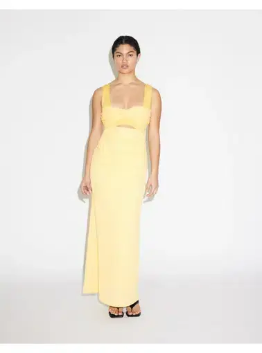 Lover Samara Scoop Neck Twist Front Dress  Lemon Yellow Size AU 8