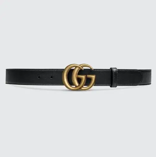Gucci Double G Buckle Leather Belt Black Size 75