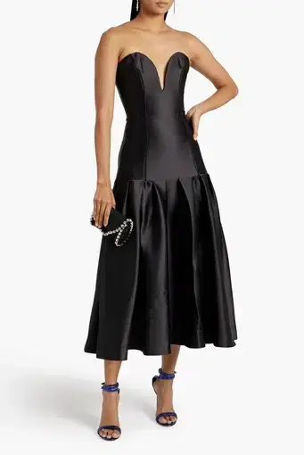 Nicholas Lumo Strapless Fluted Satin Gown Black Size US 4 / AU 8