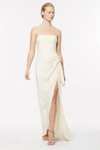 Manning Cartell Asymmetrical Games Strapless Maxi Gown in Cream Size 6
