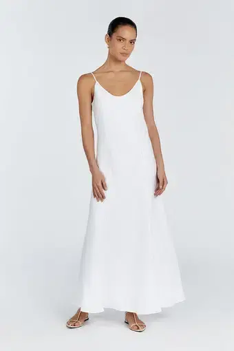 DISSH Giana Linen Scoop Maxi Dress White Size 10