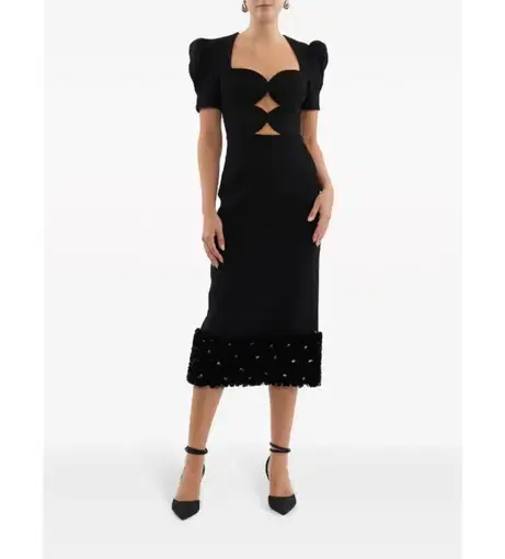 Rebecca Vallance Elaine Midi Dress Black Size 8