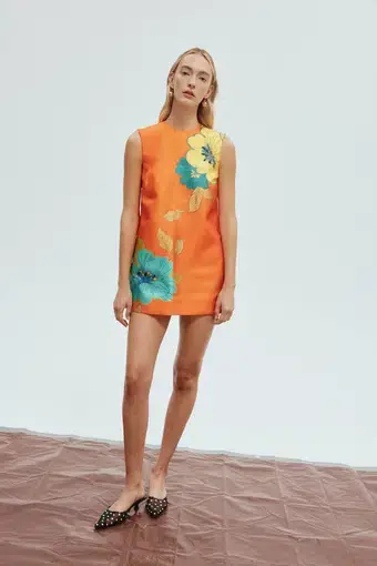 Alemais Piato Mini Dress Orange Floral Size 12