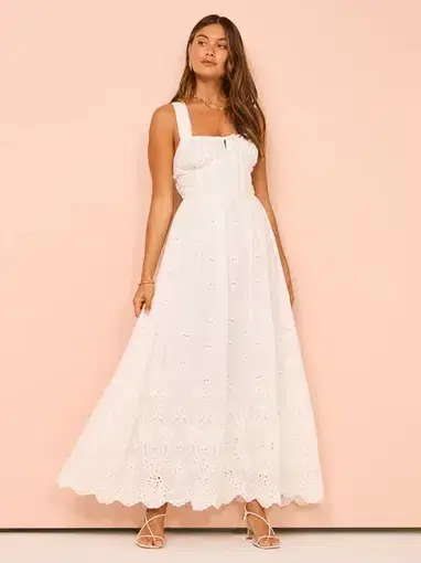 Hansen & Gretel Tulsa Maxi Dress In White Jasmine Size XL / AU 14