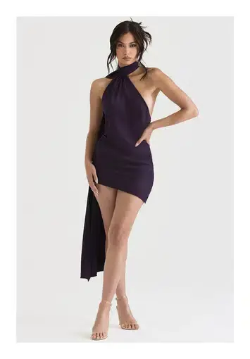 House of CB Aida Nightshade Asymmetric Wrap Dress Purple Size 12