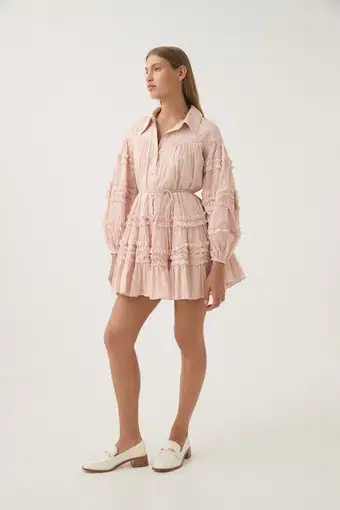 Aje Pastiche Tiered Mini Dress in Blush Pink Size 16