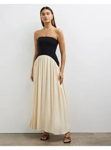 Minima Esenciales Karina Drop Waist Dress Black Neutral Size AU 10