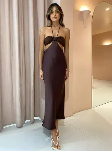 Bec & Bridge Nadia Cut Out Dress Chocolate Size 6