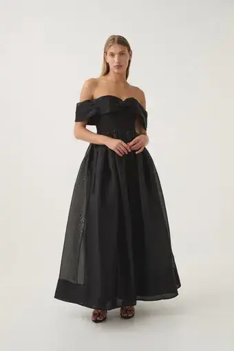 Aje Cordelia Corseted Maxi Dress Black Size 16