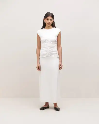 Minima Esenciales Tyler Ruched Bodice Jersey Dress White Size 10