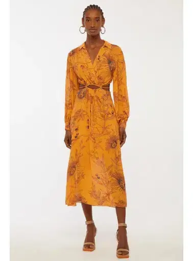 Animale Drawstring Midi  Dress Orange Size AU 10