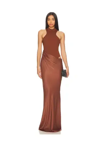 Camila Coelho Estrella Maxi Dress Nutshell Brown Size S / AU 6