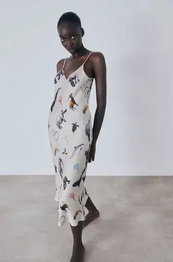 Silk Laundry 90's Slip Dress in Endangered Species Size S / AU 8