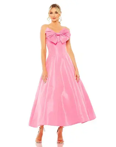 Mac Duggal Strapless Ball Gown With Bow Detail Candy Pink Size 12