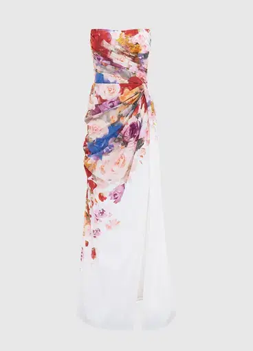 Leo Lin Anastasia Bustier Gown Fleur Print Size 10