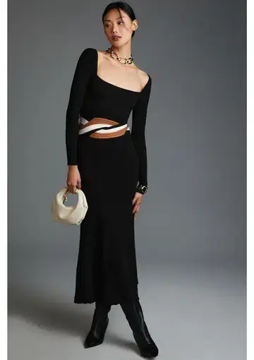 Sovere Inertia Knit Midi Dress Black Size 14
